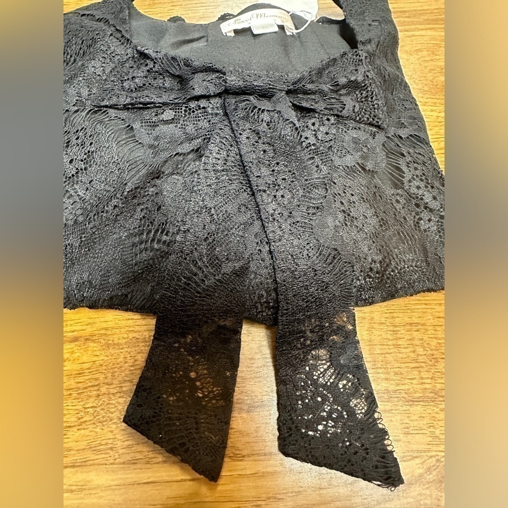 NWT Sweet Mommy Maternity Dress Short Sleeve Black Lace Lined Knee Length Size M - Picture 7 of 12